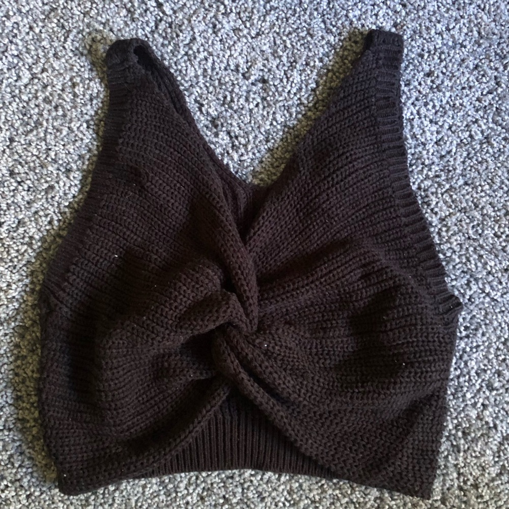 Black Knot Knit Crop Top
